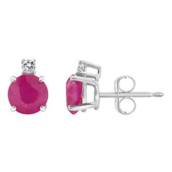 Celebration Gems 14k Gold Ruby & Diamond Accent Earrings