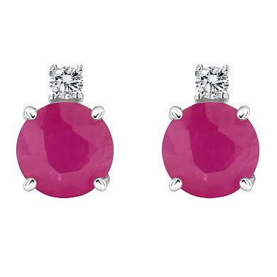 Celebration Gems 14k Gold Ruby & Diamond Accent Earrings