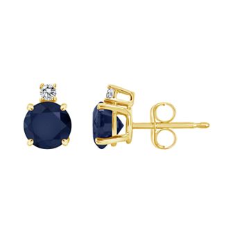 Celebration Gems 14k Gold Sapphire & Diamond Accent Stud Earrings
