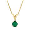 14k Gold Emerald & Diamond Accent Pendant Necklace