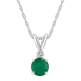 Celebration Gems 14k Gold Emerald & Diamond Accent Pendant Necklace