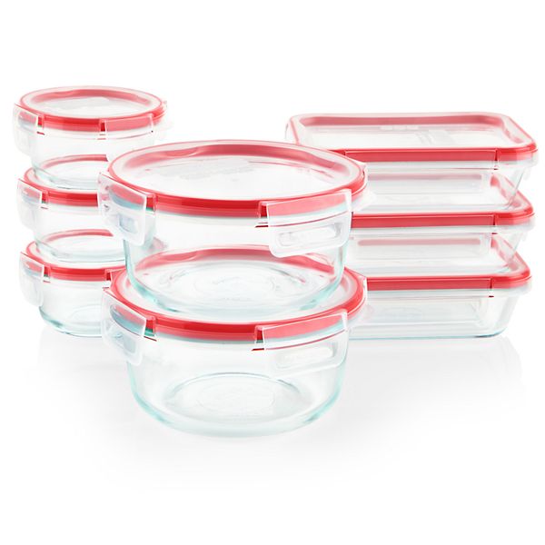 Pyrex Freshlock 14-Piece Mixed Size Glass Food Storage Meal Prep Container Set, Airtight & Leakproof with Locking Lids, for Lunch and Meal Prep