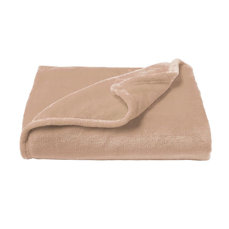 Portsmouth Home Oversized Microfiber Velvet Throw Blanket, Lt Brown