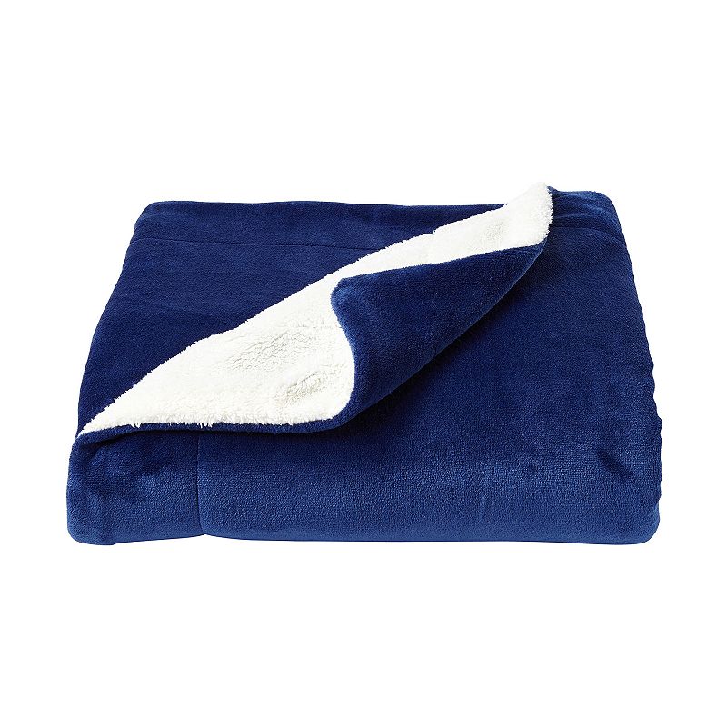 Portsmouth Home Oversized Plush Sherpa Fleece Throw, Blue