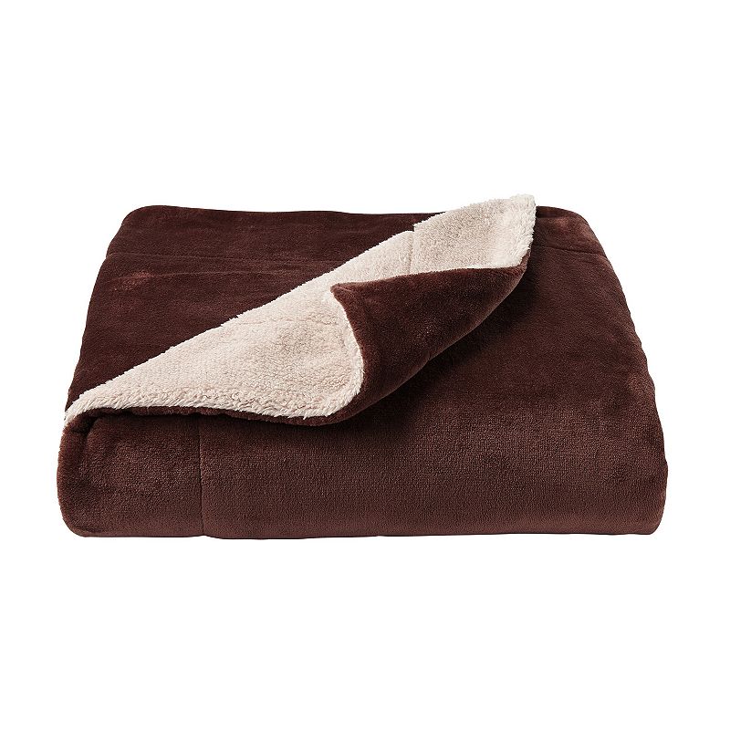 Portsmouth Home Oversized Plush Sherpa Fleece Throw, Brown