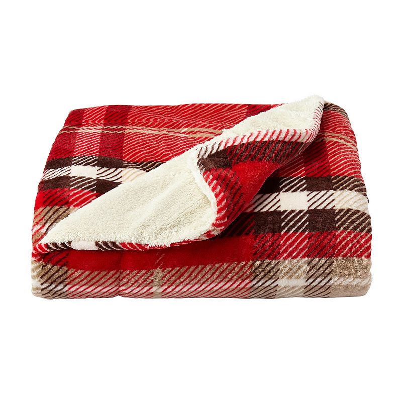 Portsmouth Home Oversized Plush Woven Throw Blanket, Red