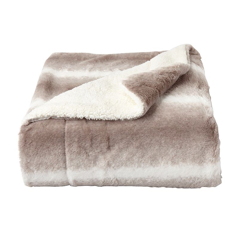 59537308 Portsmouth Home Faux Fur Throw Blanket, Beig/Green sku 59537308