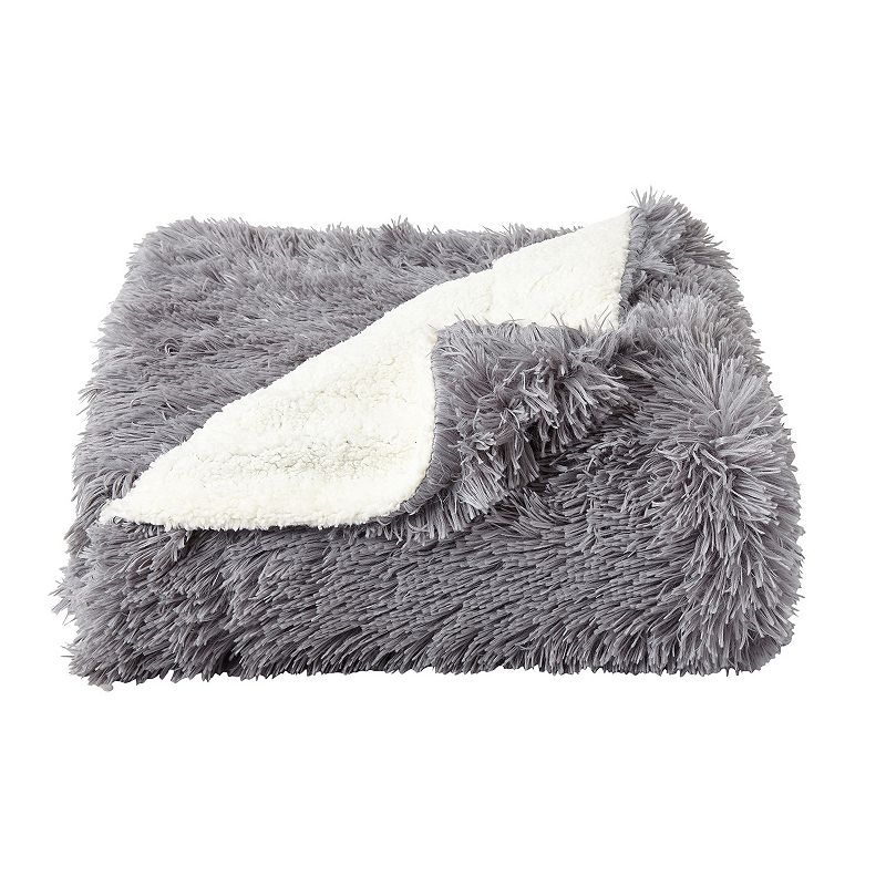 Portsmouth Home Faux Fur Throw Blanket, Dark Grey