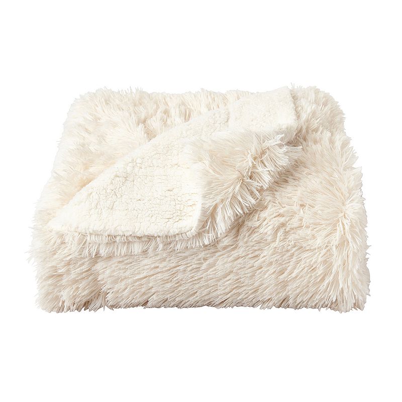 Portsmouth Home Faux Fur Throw Blanket, White