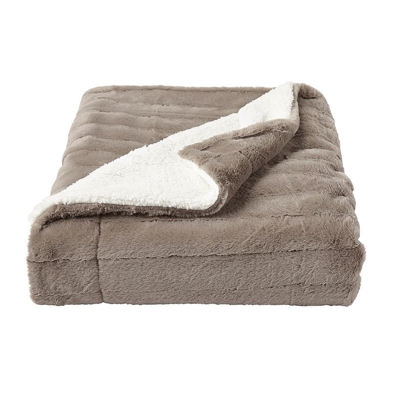 59537309 Portsmouth Home Faux Fur Jacquard Throw Blanket, B sku 59537309