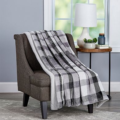 Portsmouth Home Plaid Faux Fur Throw Blanket