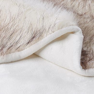 Portsmouth Home Faux Wolf Fur Throw Blanket