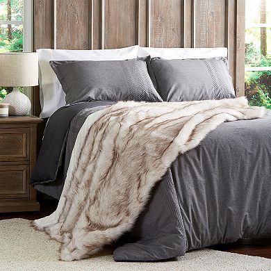Portsmouth Home Faux Wolf Fur Throw Blanket