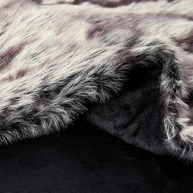 Portsmouth Home Faux Chinchilla Fur Throw Blanket