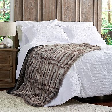 Portsmouth Home Faux Chinchilla Fur Throw Blanket