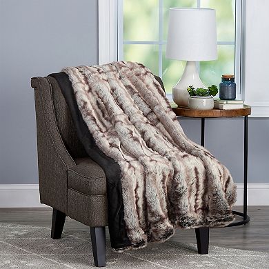 Portsmouth Home Faux Chinchilla Fur Throw Blanket