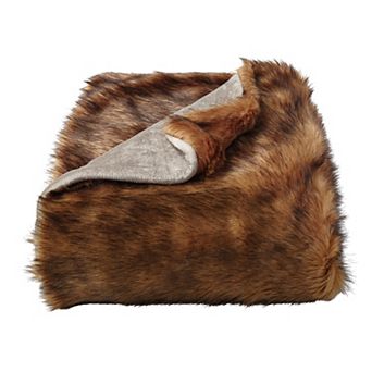 Portsmouth Home Reversible Chinchilla Faux Fur Throw Blanket