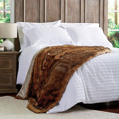 Portsmouth Home Faux Chinchilla Fur Throw Blanket