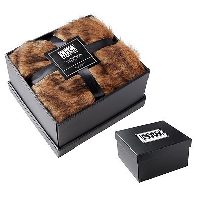 Portsmouth Home Faux Chinchilla Fur Throw Blanket