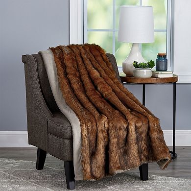 Portsmouth Home Faux Chinchilla Fur Throw Blanket