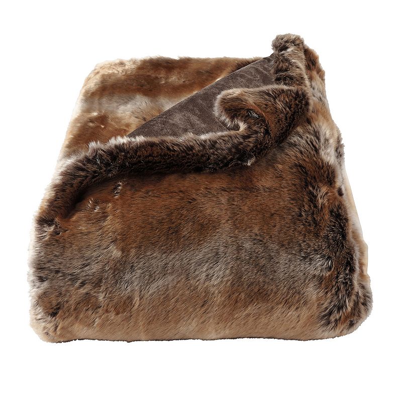 Portsmouth Home Marten Sable Faux Fur Throw Blanket, Brown