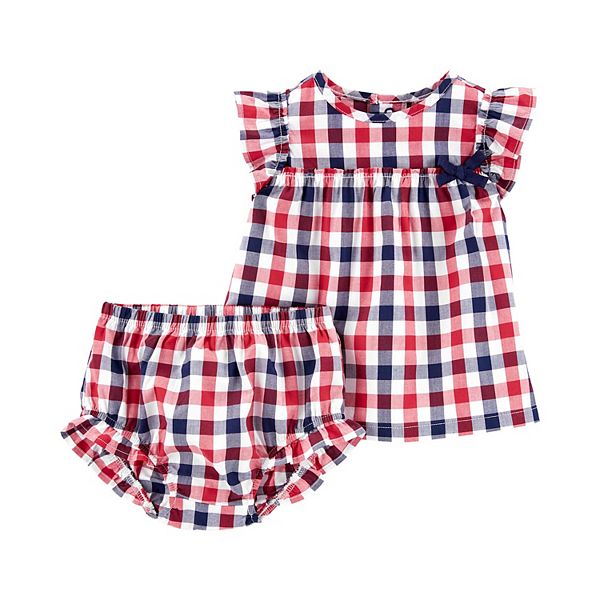 Baby Girl Carter S 2 Piece Plaid Top Diaper Cover Set