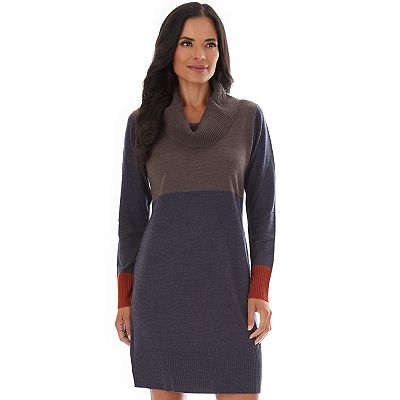 Women s Apt. 9 Sweater Dress Cowl Neck Color Block