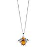 Sterling Silver Amber Bee Pendant Necklace
