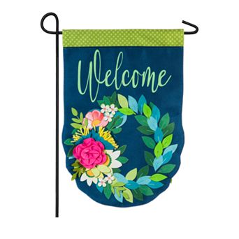 Welcome Flower Burlap Garden Flag