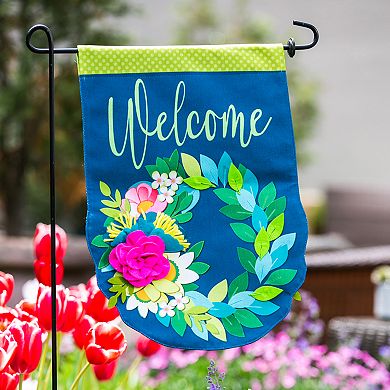 Welcome Flower Burlap Garden Flag
