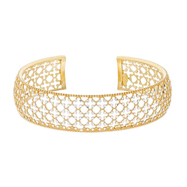 Silver Filigree Cuff Bracelet with Gold Finish