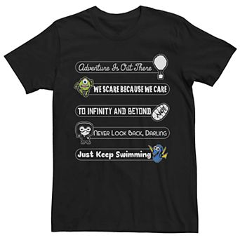 Men's Disney Pixar Iconic Quotes Stack Graphic Tee