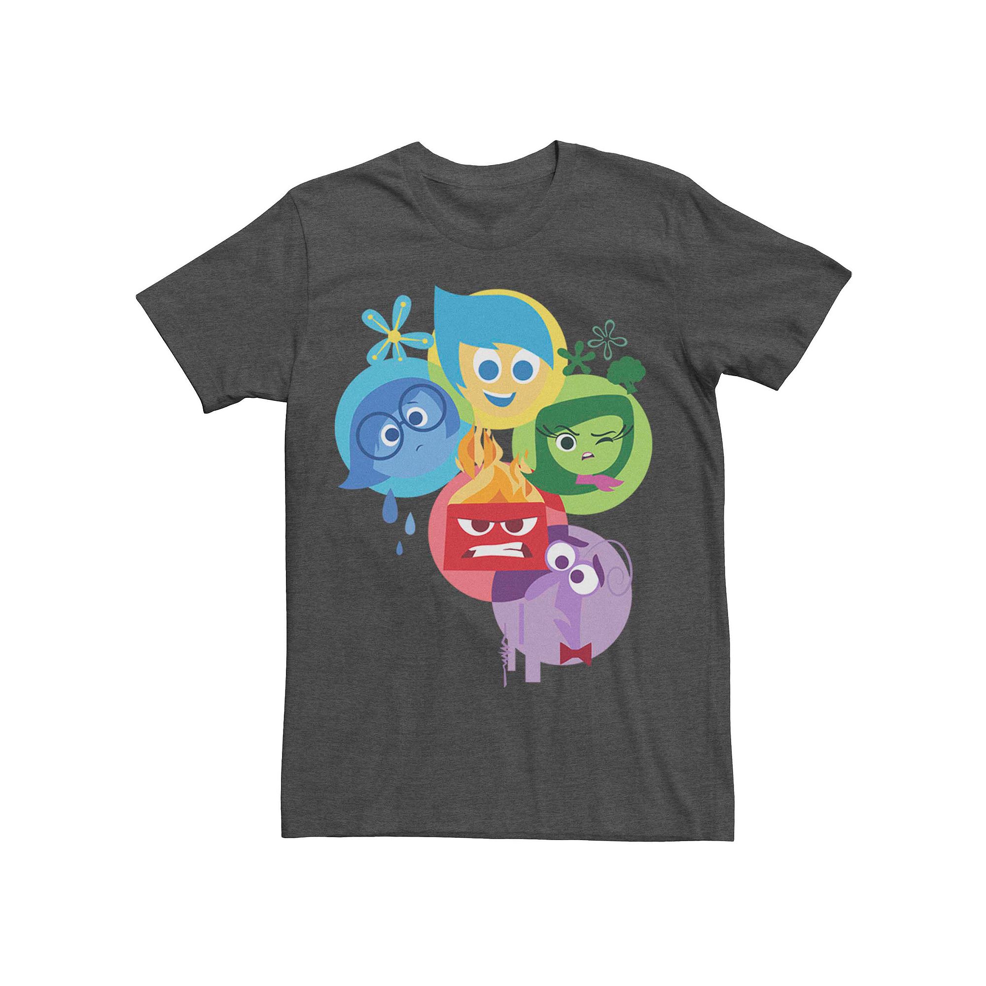 Mens Disney Pixar Inside Out Bubble Group Shot Tee, Size: Small, Grey Heat