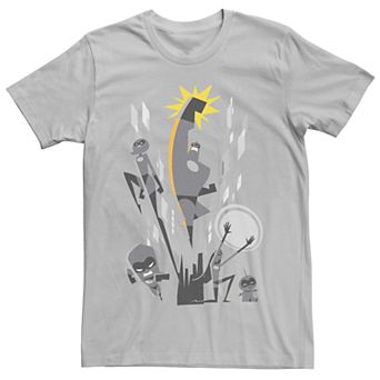 Men's Disney Pixar Incredibles 2 Grey Scale Ornate Poster Tee