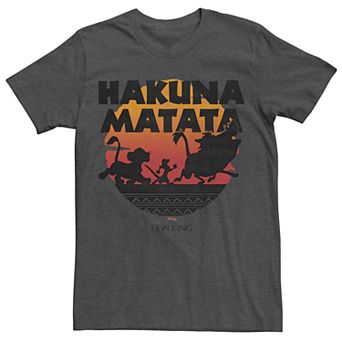 Men's Disney Lion King Simba, Timon, & Pumbaa Hakuna Matata Silhouette Retro Group Shot Tee