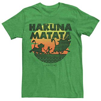 Men's Disney Lion King Simba, Timon, & Pumbaa Hakuna Matata Silhouette Retro Group Shot Tee