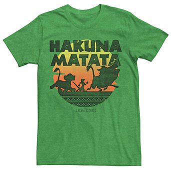 Men's Disney Lion King Simba, Timon, & Pumbaa Hakuna Matata Silhouette Retro Group Shot Tee