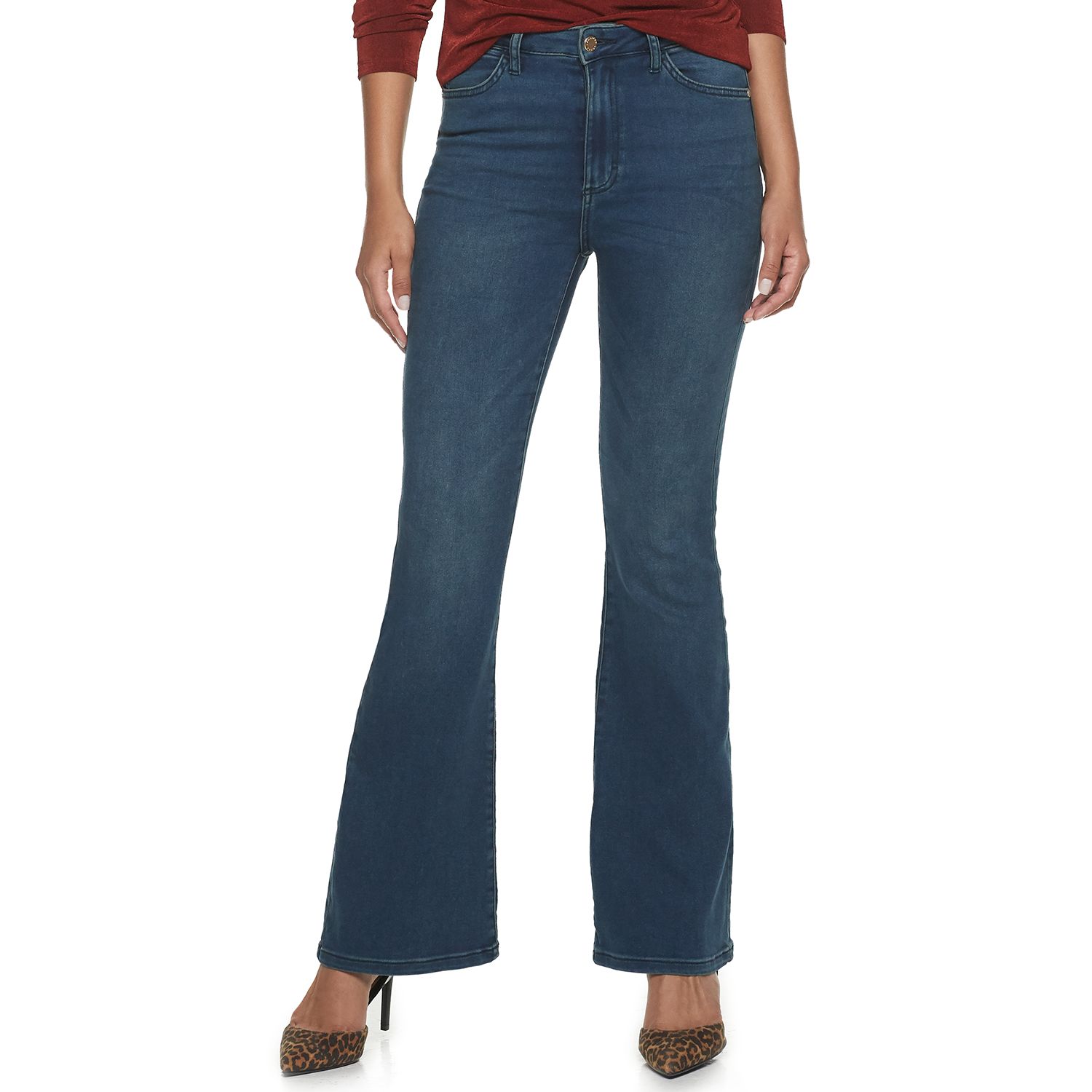 high waisted long flare jeans