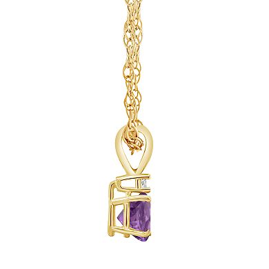 Celebration Gems 14K Yellow Gold 6mm Round Gemstone & Diamond Accent Pendant Necklace