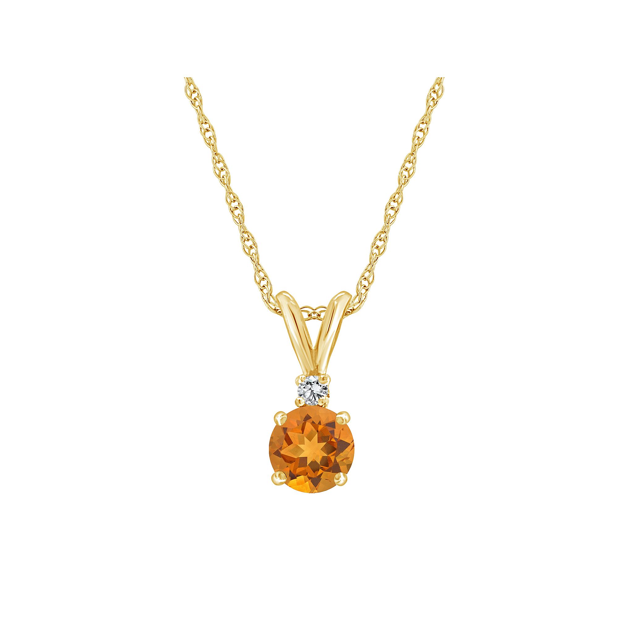 Celebration Gems 14K Yellow Gold 6mm Round Gemstone & Diamond Accent Penda