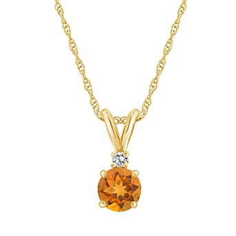 Celebration Gems 14K Yellow Gold 6mm Round Gemstone & Diamond Accent Pendant Necklace
