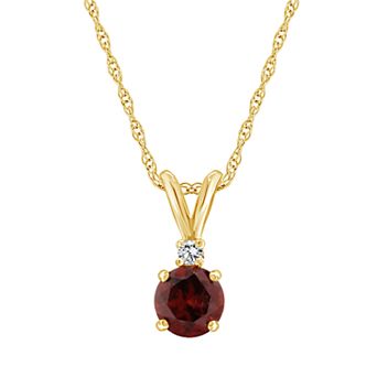 Celebration Gems 14K Yellow Gold 6mm Round Gemstone & Diamond Accent Pendant Necklace