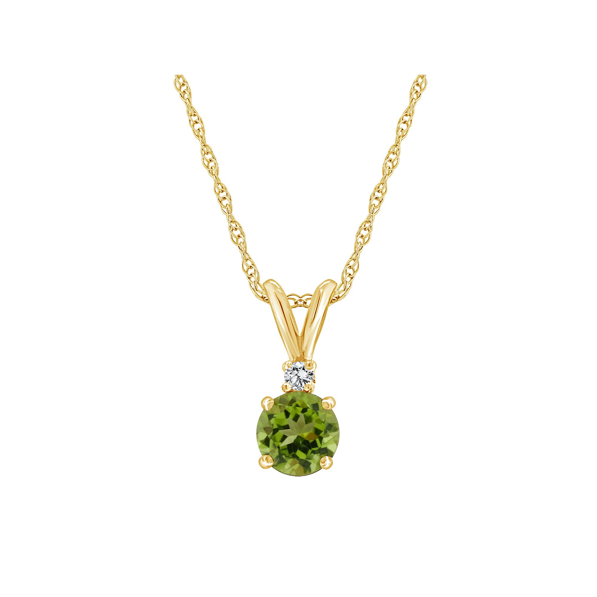 Celebration Gems 14K Yellow Gold 6mm Round Gemstone & Diamond Accent Penda