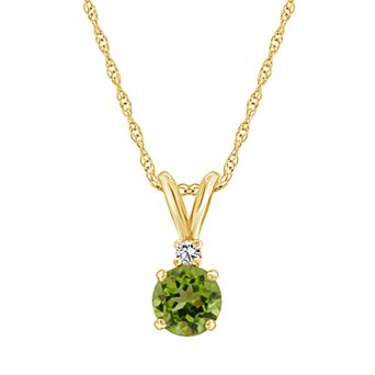 Celebration Gems 14K Yellow Gold 6mm Round Gemstone & Diamond Accent Pendant Necklace