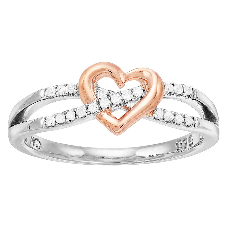 I Promise You Two Tone Sterling Silver 1/10 Carat T.W. Diamond Heart Bypass