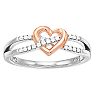 I Promise You Two Tone Sterling Silver 1/10 Carat T.W. Diamond Heart Bypass Ring
