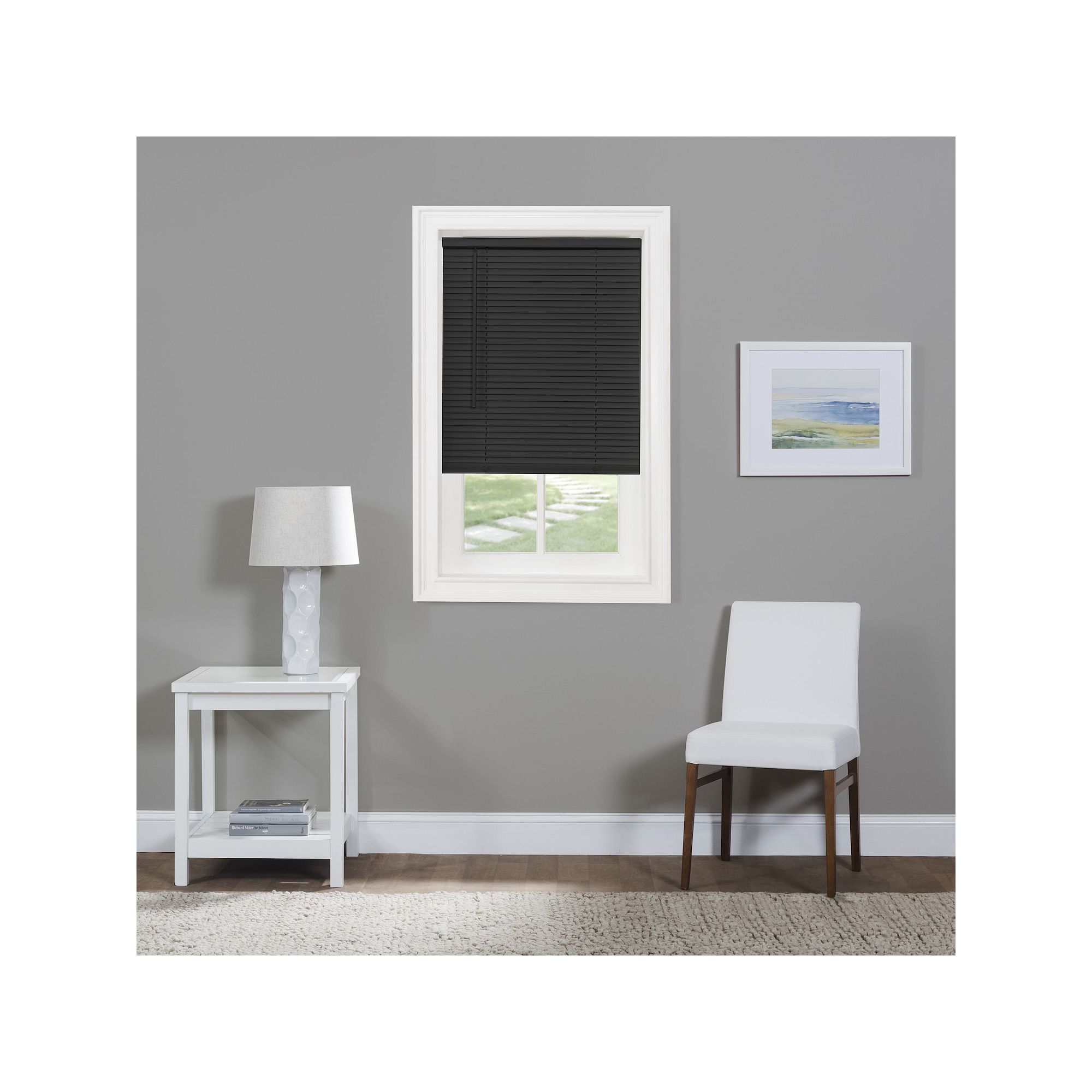 Achim Cordless GII Morningstar 1 Light Filtering Mini Blind, Black