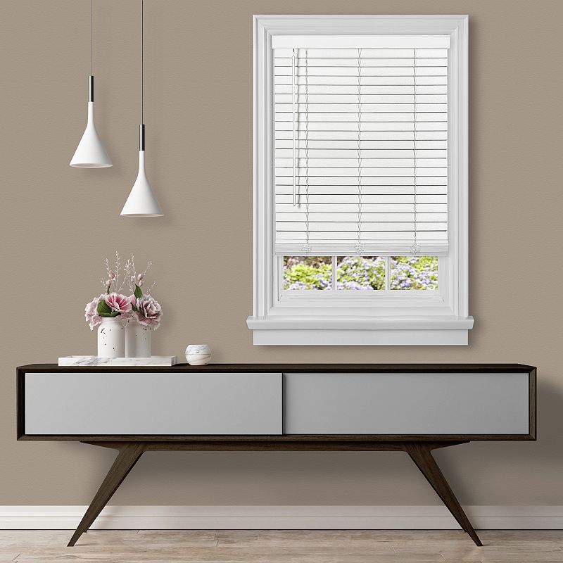 Achim Cordless GII Madera Falsa 2 Faux Wood Plantation Blind, White, 31X