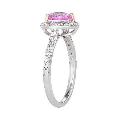 Sterling Silver Lab-Created Pink & White Sapphire Heart Ring