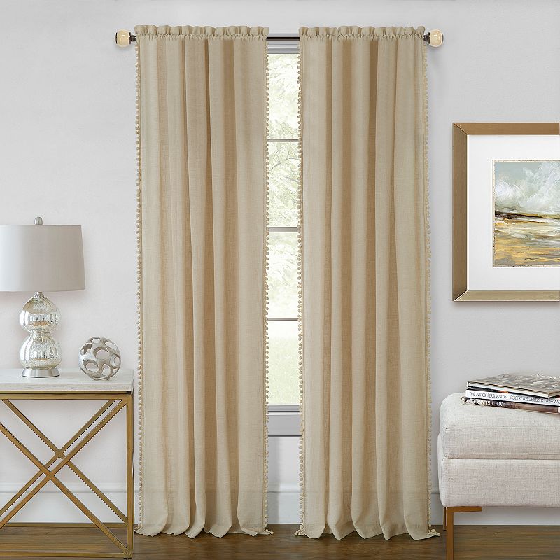 Achim Wallace Rod Pocket Window Curtain, Beig/Green, 52X63